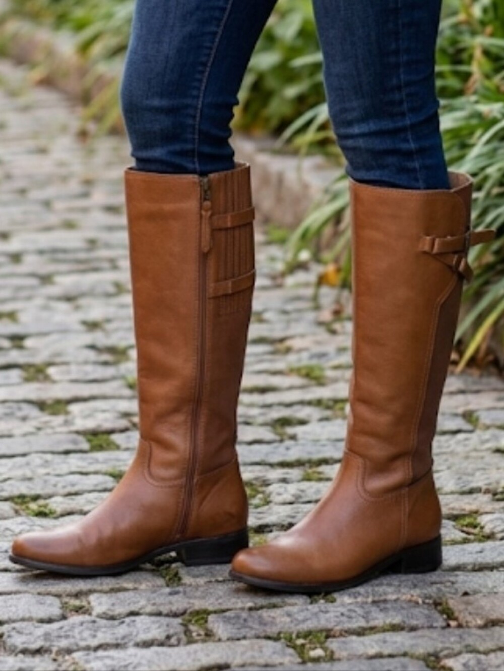 Trotters Lucky Brown Leather Knee-High Riding Boots Size 7.5